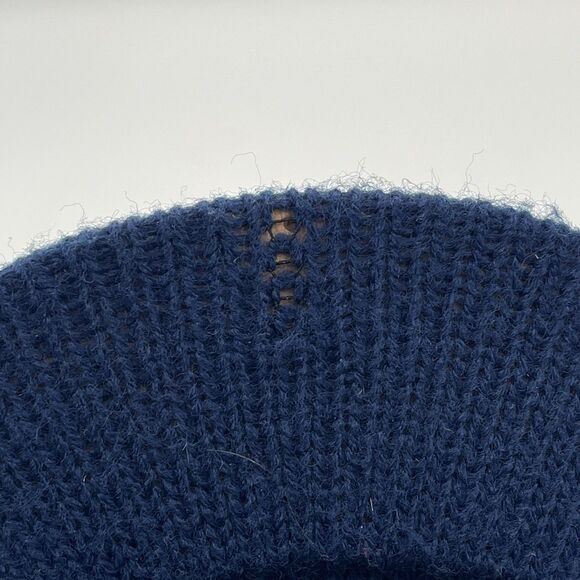 Vintage 90s Notre Dame Fighting Irish Blue Knit Brimmed Stocking Beanie Pom Hat - Picture 9 of 14